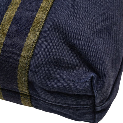 Hermes Foul Tote Cabas Bag Handbag Navy Green Canvas