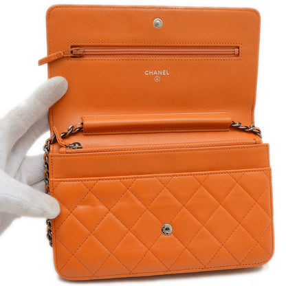 Chanel Boy Chain Wallet Long Lambskin Orange
