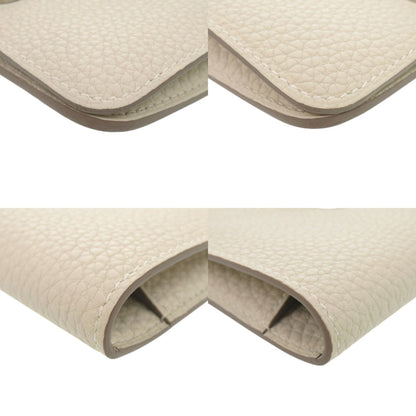 Unused Herms Dogon Compact Taurillon Clemence Beton Bifold Wallet