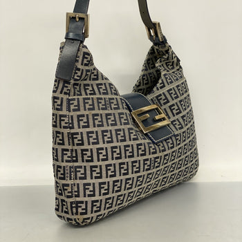 Fendi Zucchino Shoulder Bag In Navy Nylon Canvas