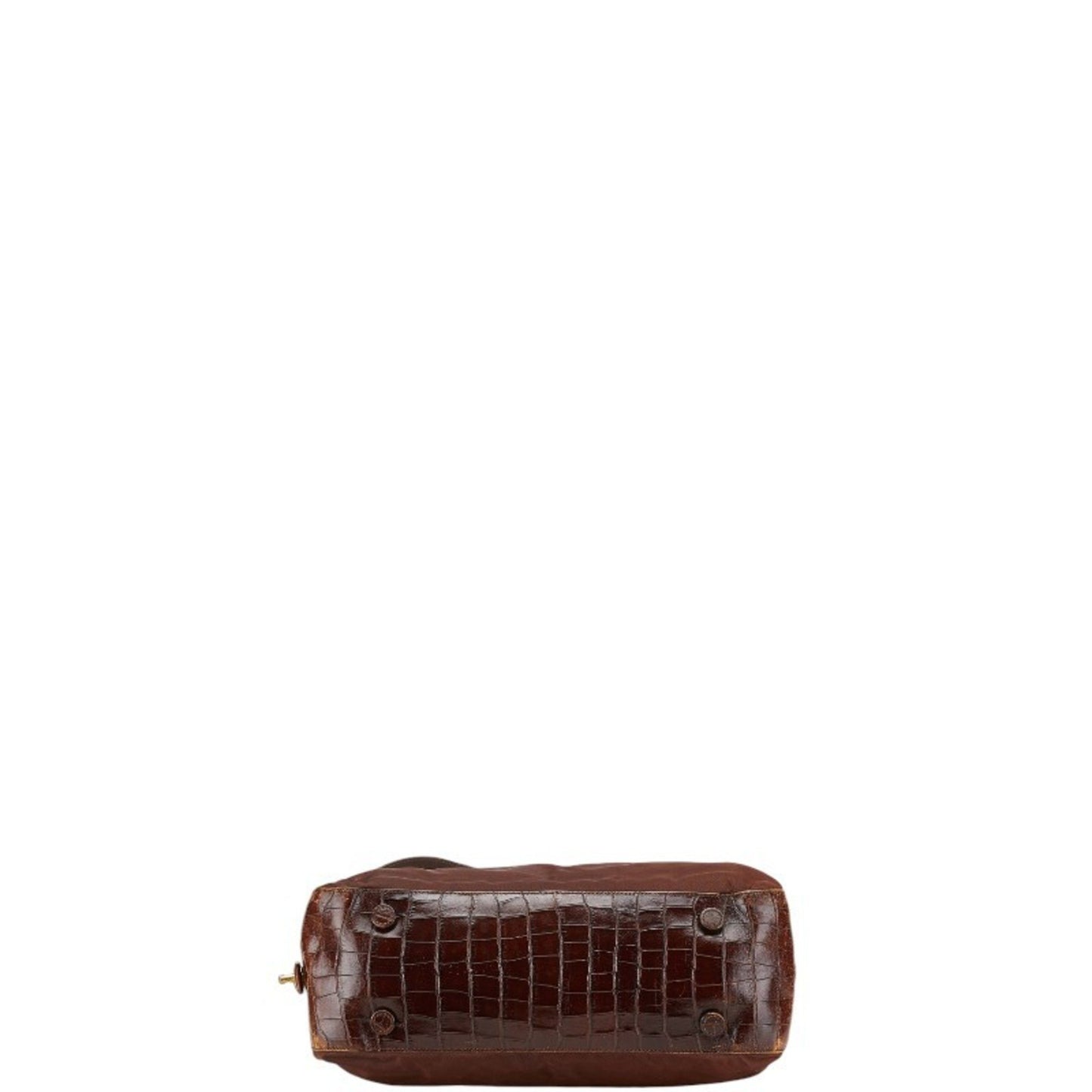 Prada Triangle Logo Plate Handbag Shoulder Bag Brown Nylon Leather