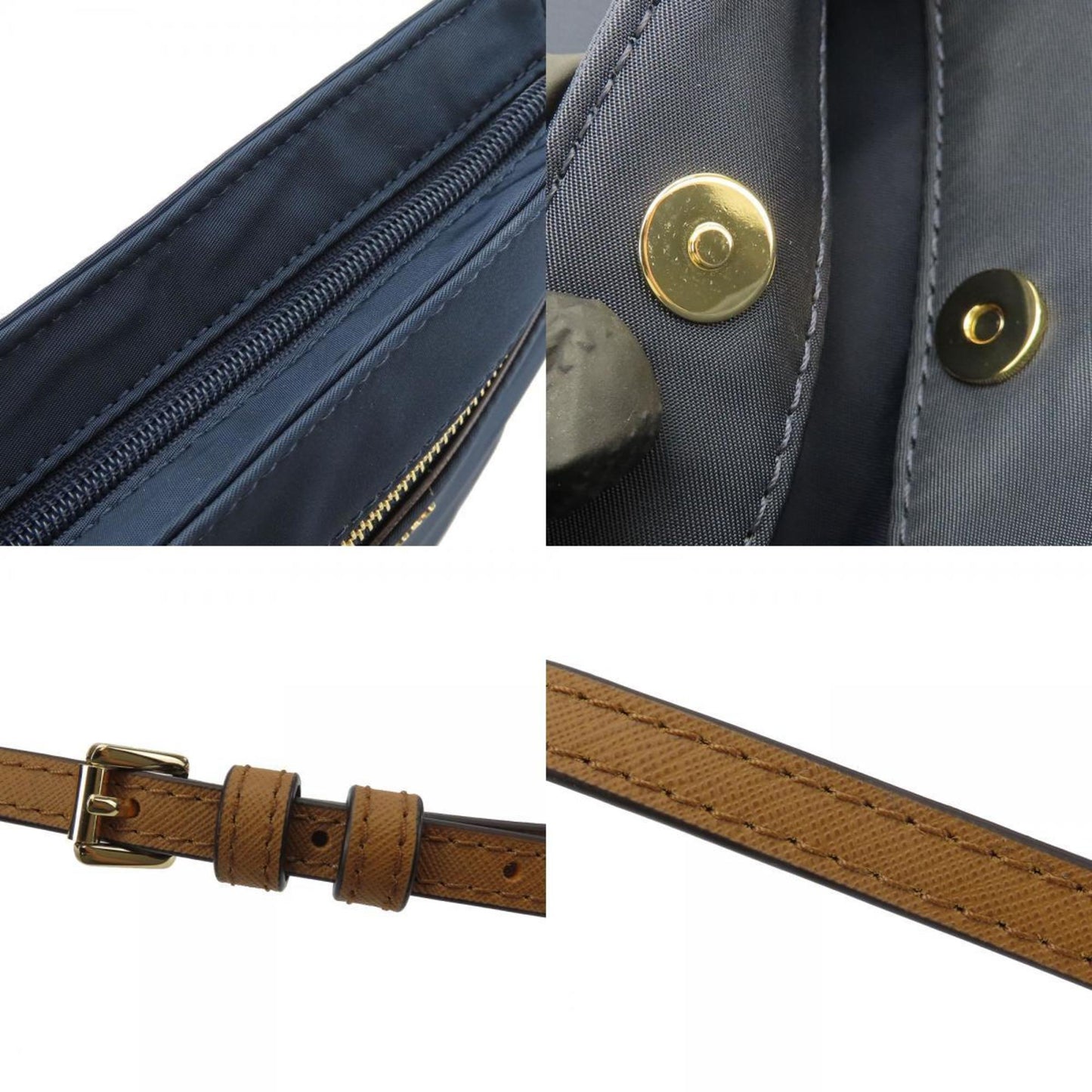 Michael Kors Shoulder Bag 32F7Go2C3C Nylon Leather Navy Brown