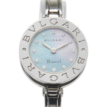 Bvlgari B.Zero1 12P Diamond Blue Shell Dial Bangle Watch Bz22S Quartz Stainless Steel