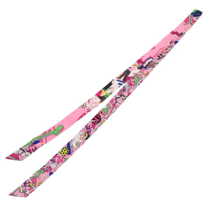Hermes Twilly Silk Pink Scarf Muffler 0135 Hermes