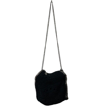 Stella Mccartney Falabella Crochet Knit Handbag/Shoulder Bag In Black