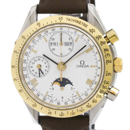 Omega Speedmaster Triple Date Moonphase 18K Gold Watch 175.0034 Polished