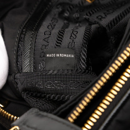 Prada Triangle Logo Plate Handbag/Shoulder Bag 2Way 1Bg308 Black Nylon Leather