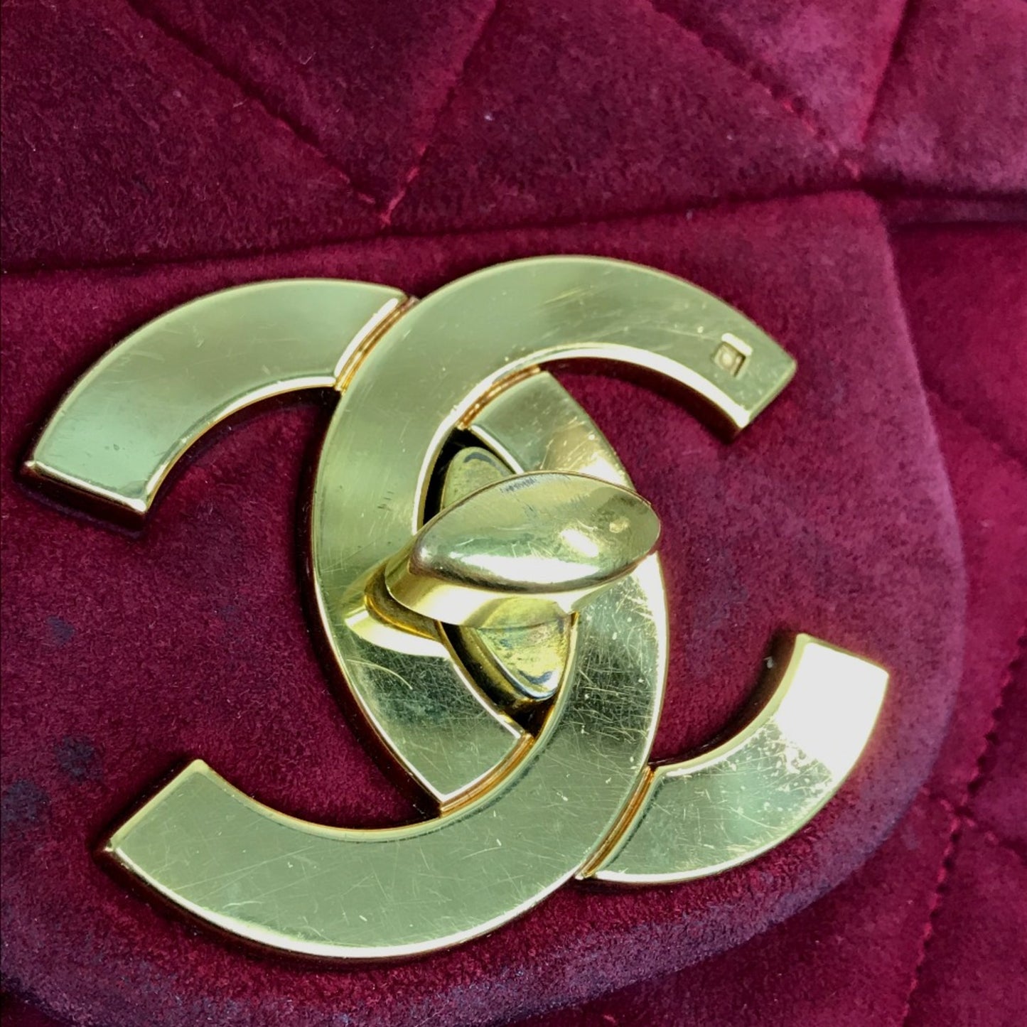 Chanel Cc Mark Bag Double Chain Shoulder Bag Bordeaux Goldhardware