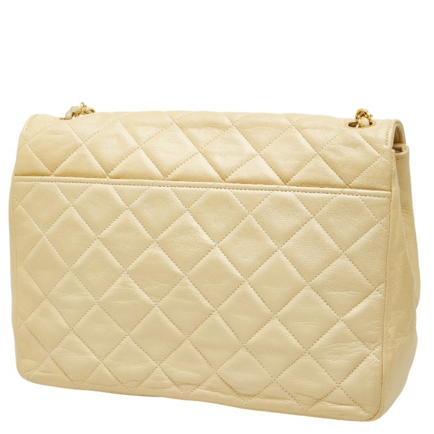 Chanel Matelasse Chain Shoulder Bag In Beige Lambskin