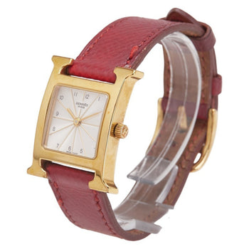 Herms H Watch Hh1.201 Quartz Silver Dial Stainless Steel Leather