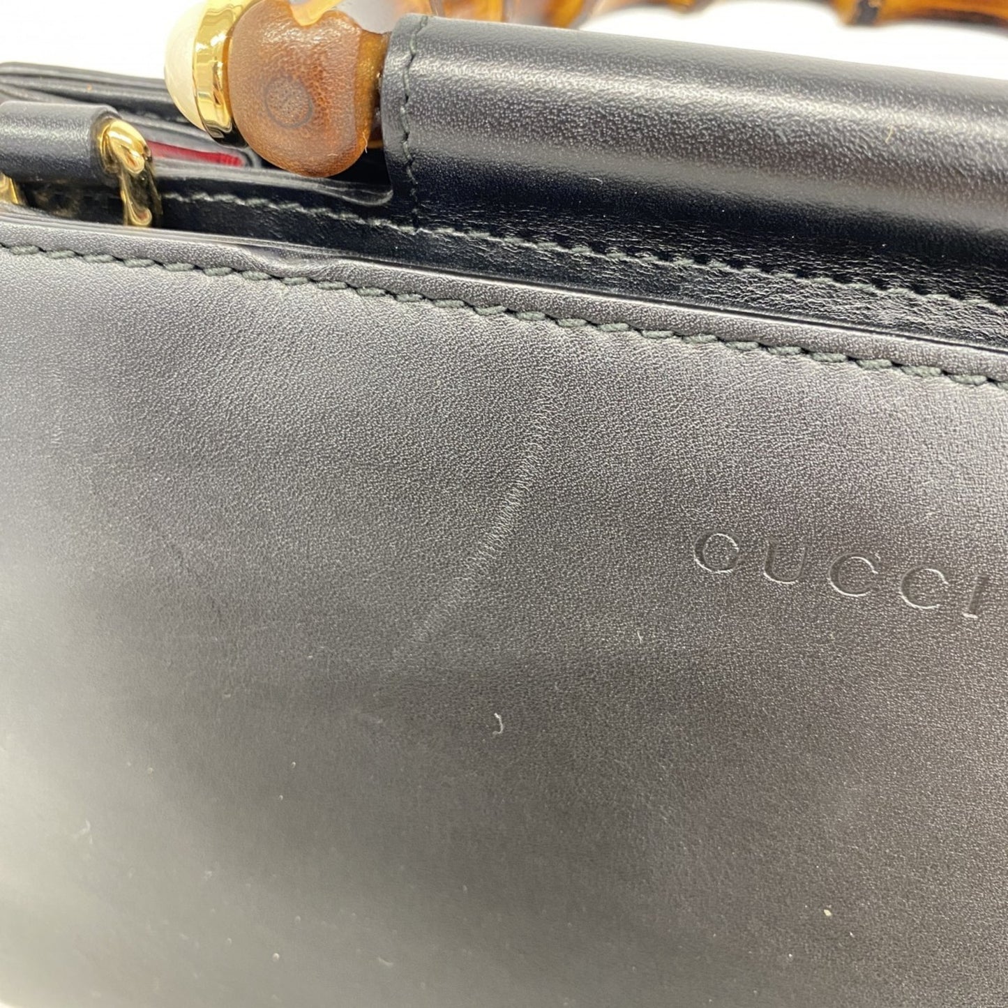 Gucci Bamboo Handbag 470271 Leather Black 2-Way Bag