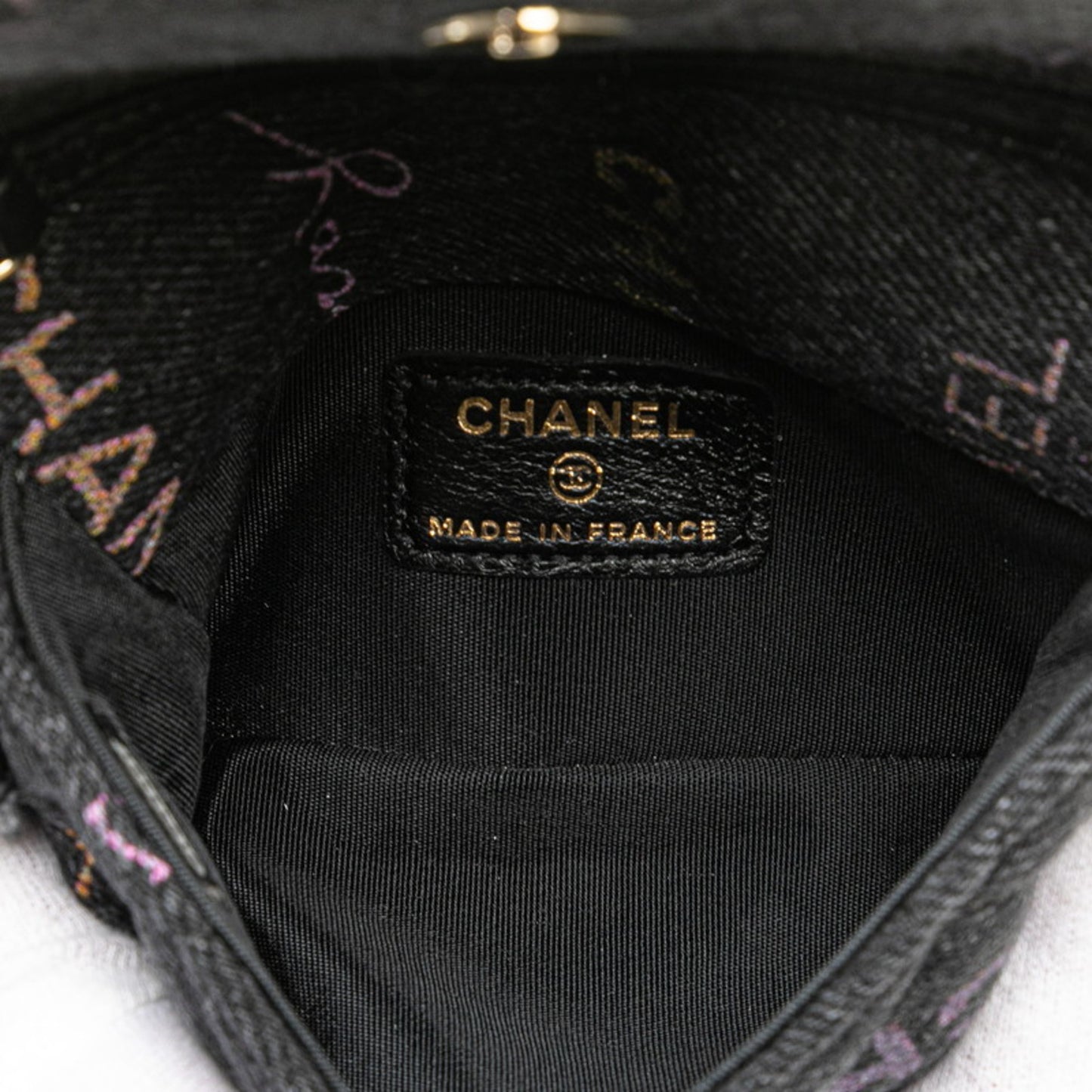 Chanel Matelasse Coco Mark Fringe Crossbody Chain Shoulder Bag Pochette In Black