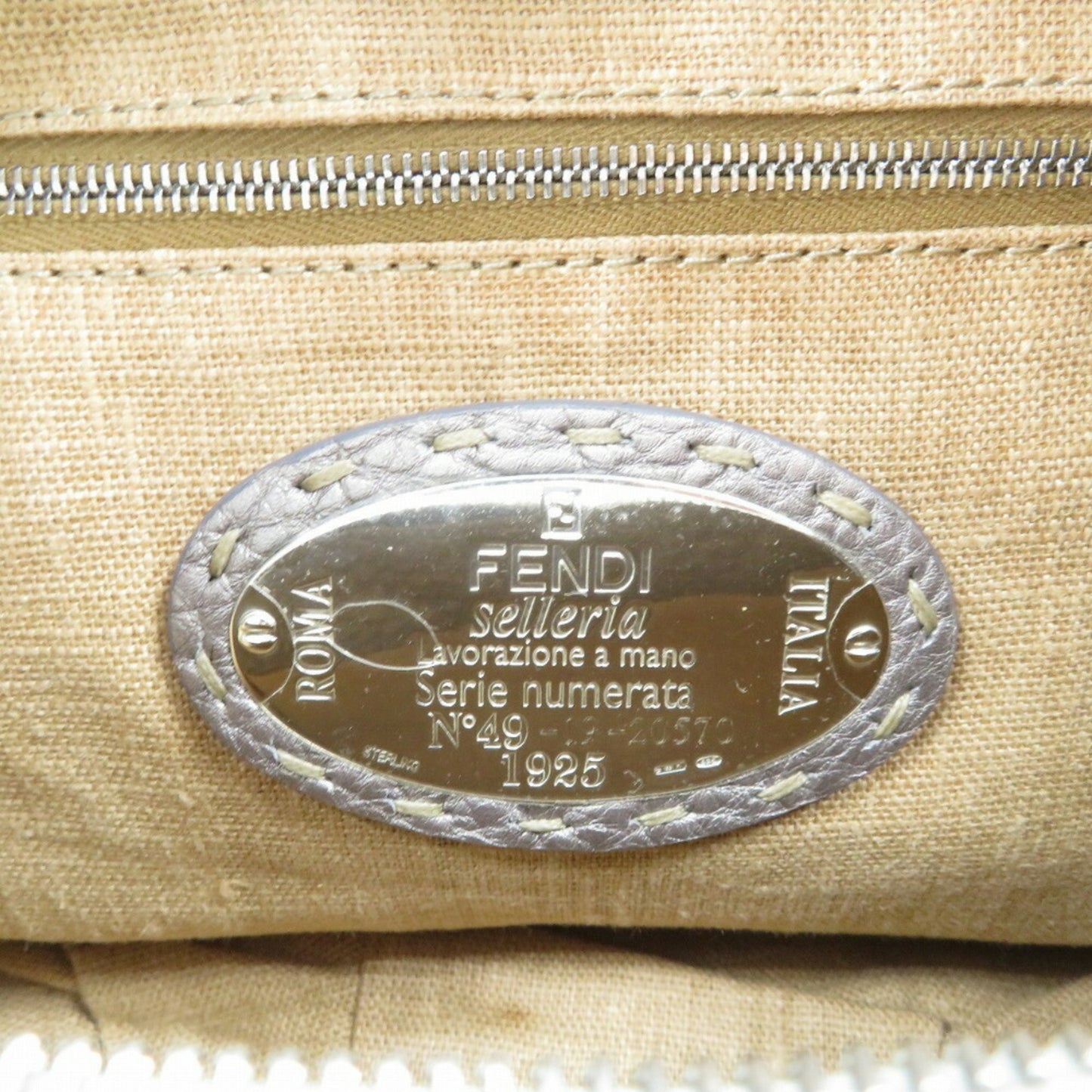 Fendi Selleria 8Br618 Leather Silver Shoulder Bag 0498Fendi