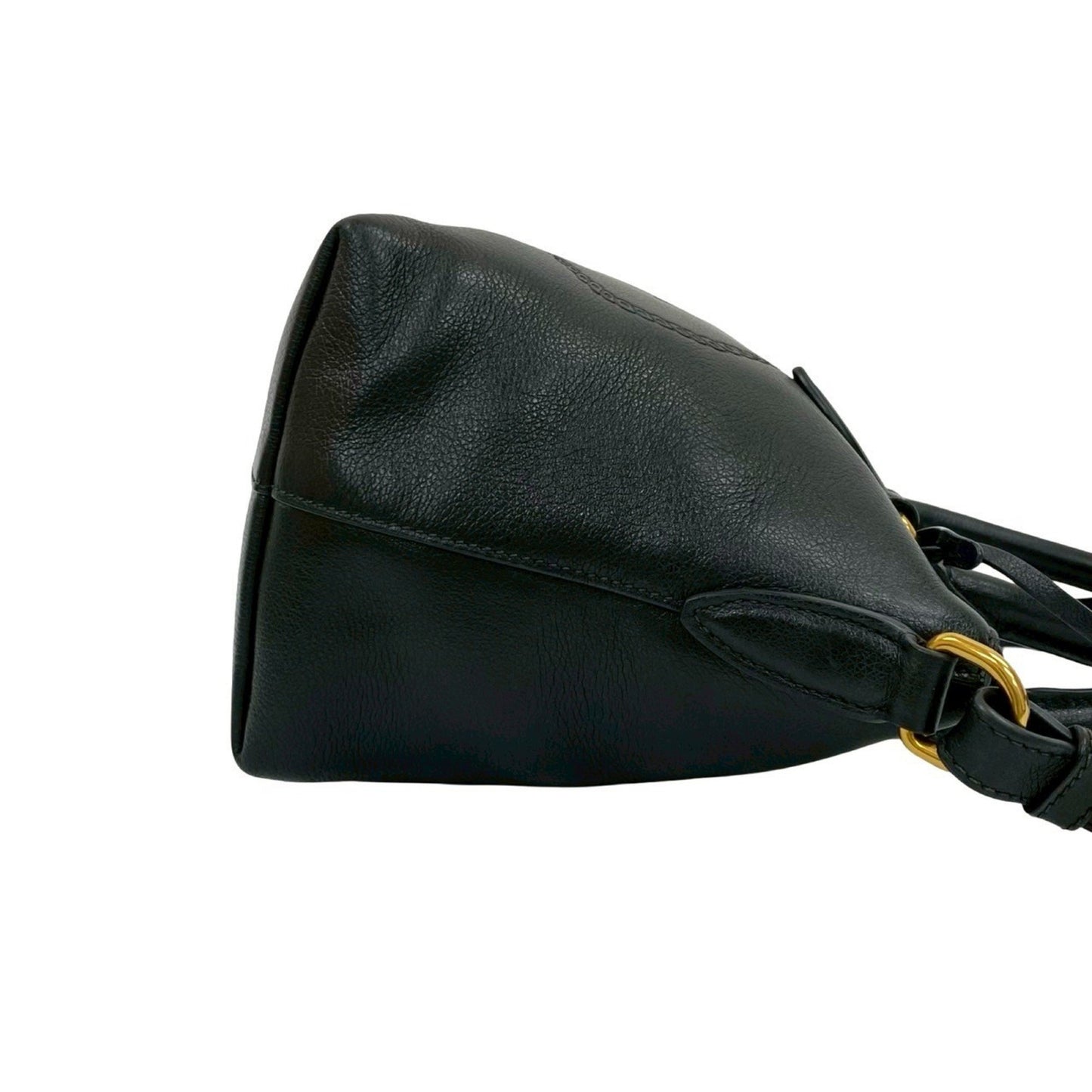 Prada Prada Embossed Triangle Logo Hardware Leather 2-Way Handbag Mini Tote Bag Shoulder Black 58562