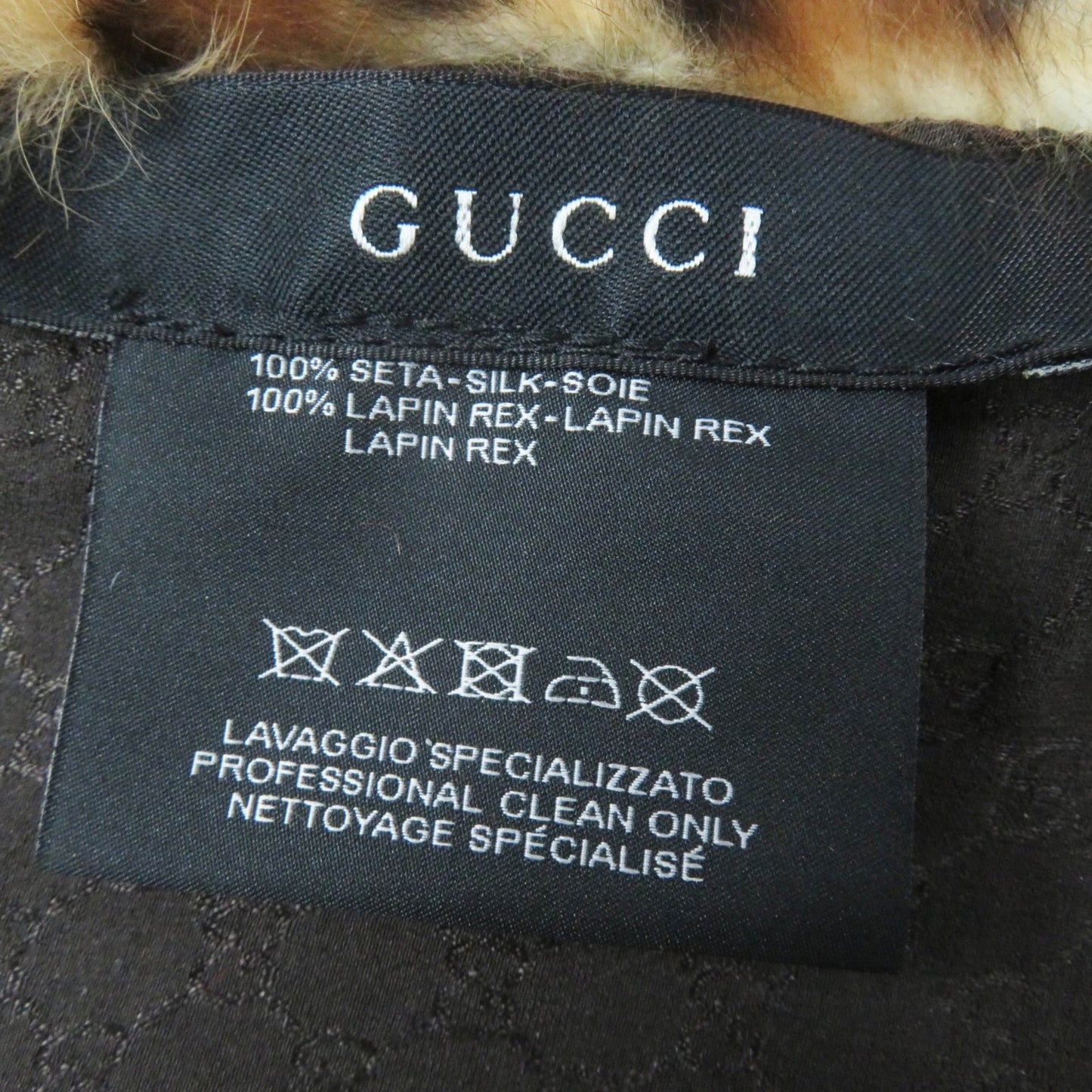 Gucci 322989 Lapin Fur Leopard Print Shawl/Scarf With 100% Silk Lining And Gg Pattern