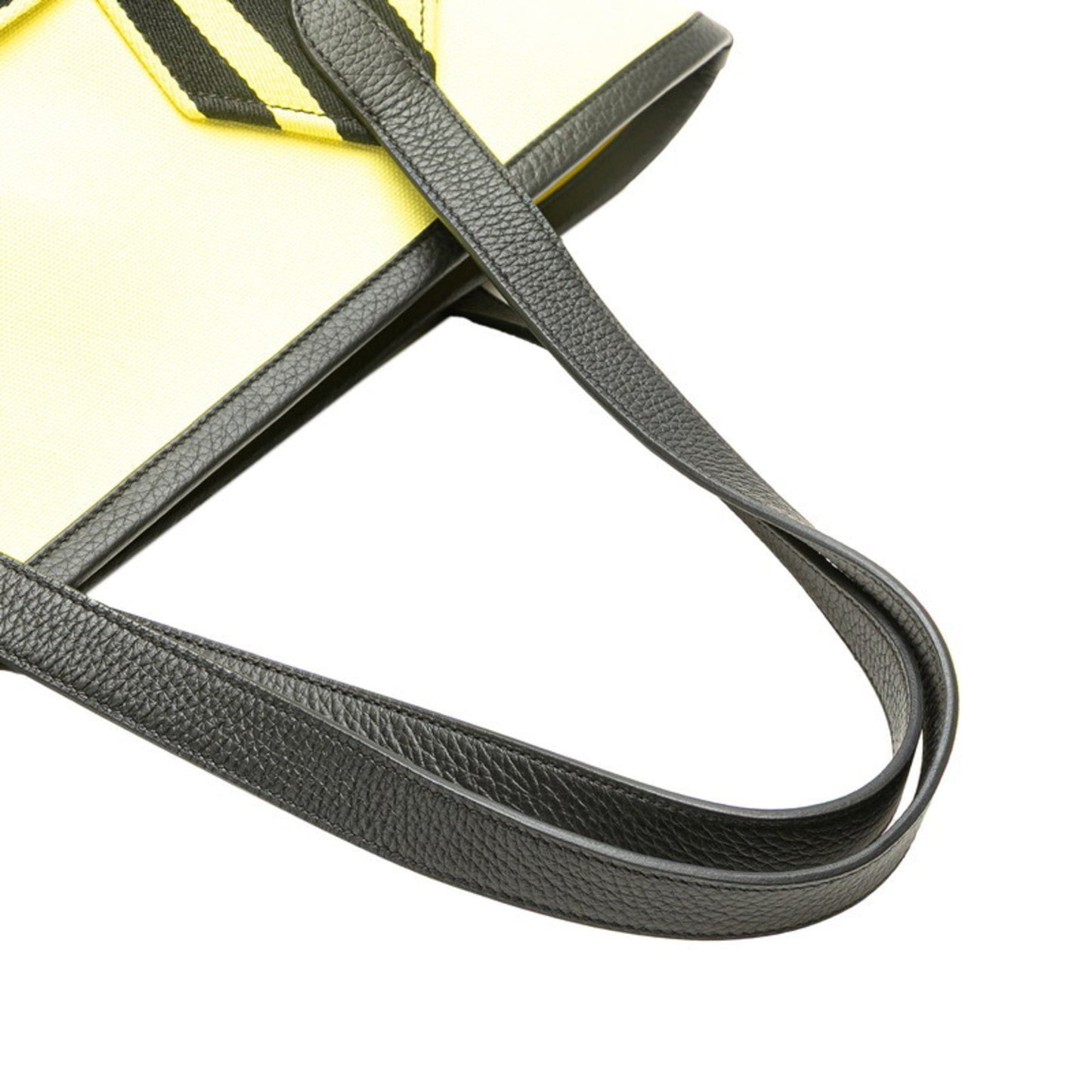 Hermes Pur Sangle Handbag Tote Bag Yellow Black Canvas Taurillon Clemence