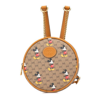 Gucci X Disney Ebony Mini Gg Supreme Mickey Print Chain Backpack 603730 Brown Leather