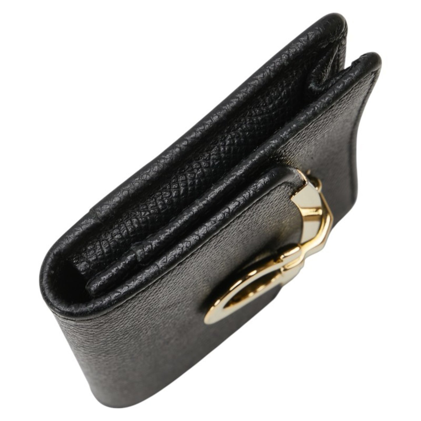 Salvatore Ferragamo Gancini Card Case In Black Leather