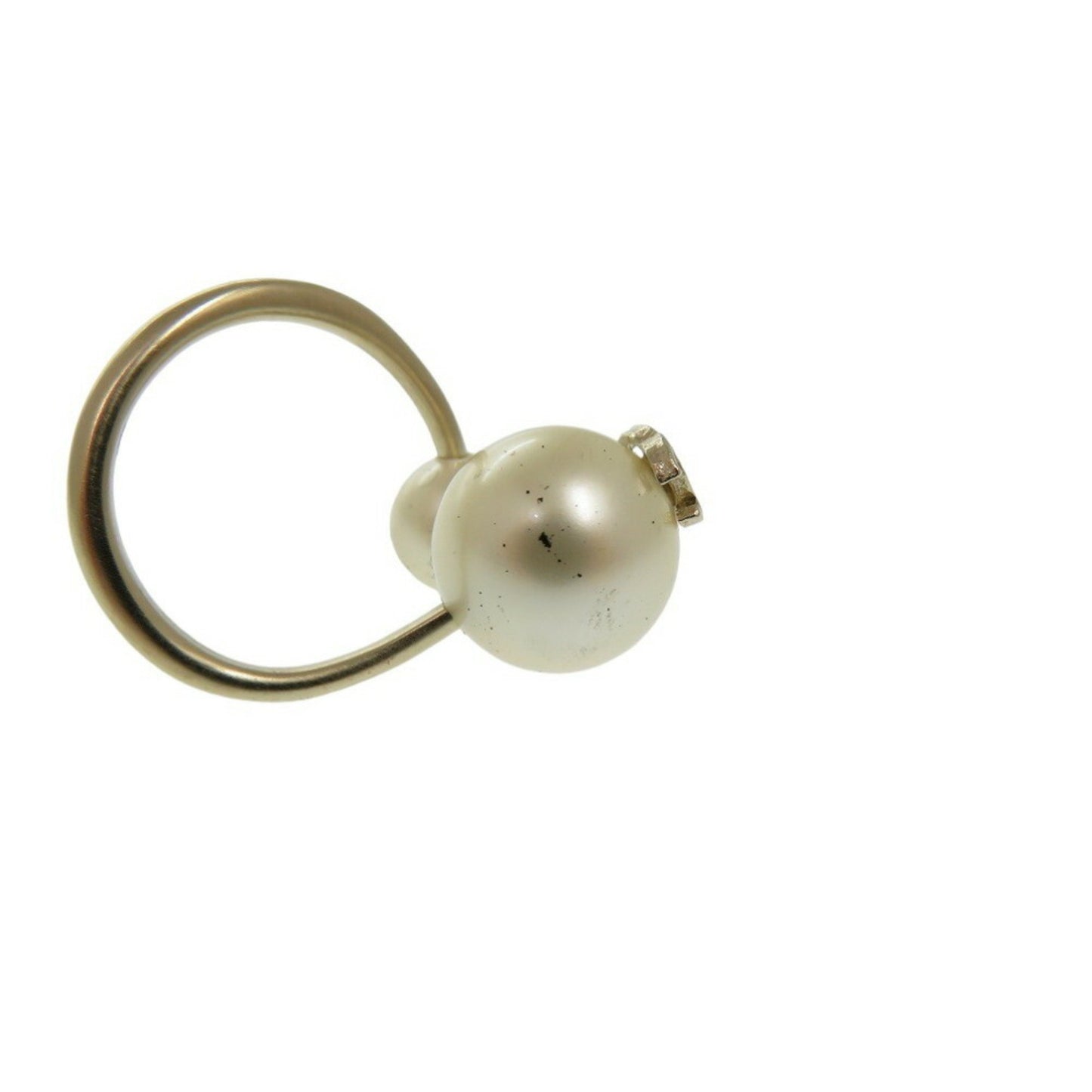 Chanel Coco Mark Fake Pearl Metal B16V Size 5 Gold Ring 0766Chanel