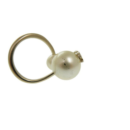 Chanel Coco Mark Fake Pearl Metal B16V Size 5 Gold Ring 0766Chanel