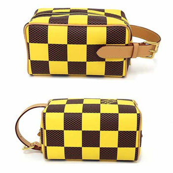 Louis Vuitton Locker Dopp Kit Damier Pop Handbag N40567 Yellow Brown