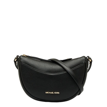 Michael Kors Dover Small Half Moon Shoulder Bag Black Leather