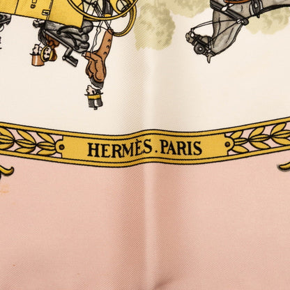 Hermes Herms Carr 90 "La Promenade De Longchamps" Longchamp Stroll Scarf