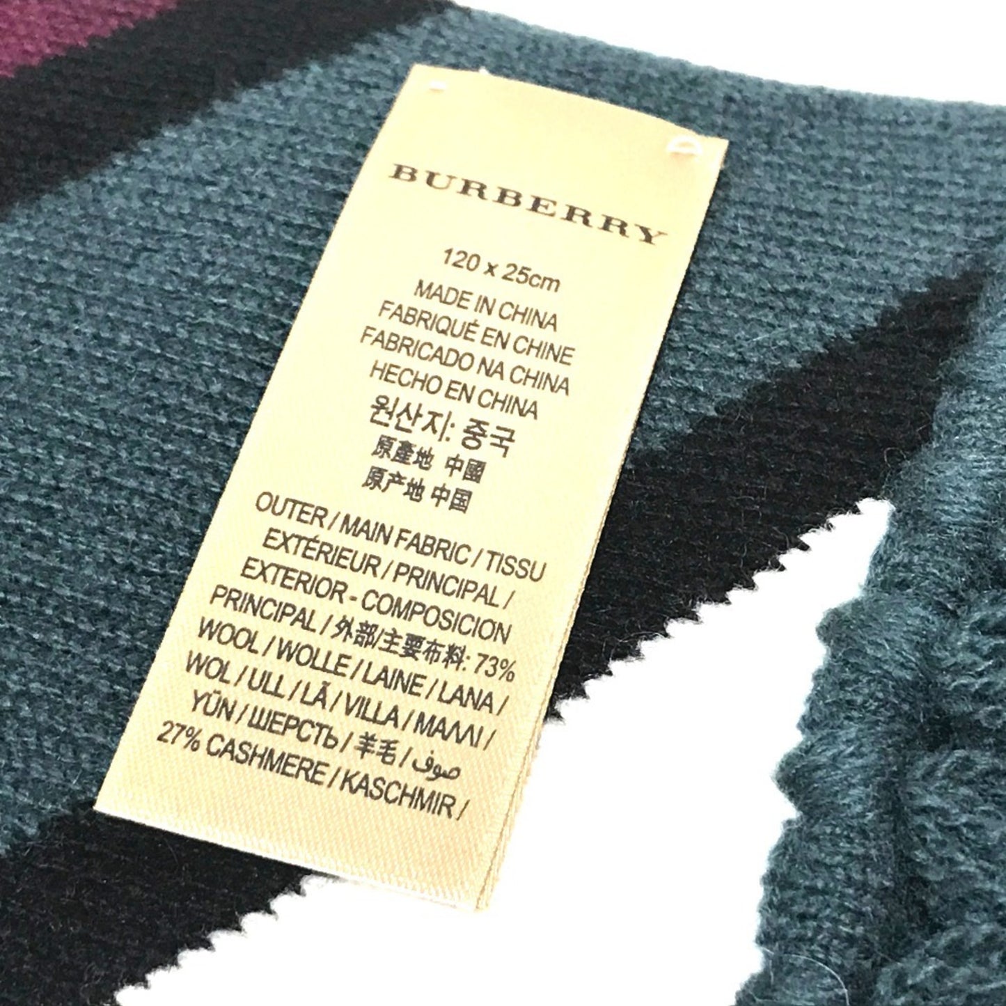 Burberry 4075353 Striped Tri-Tone Scarf Wool Cashmere