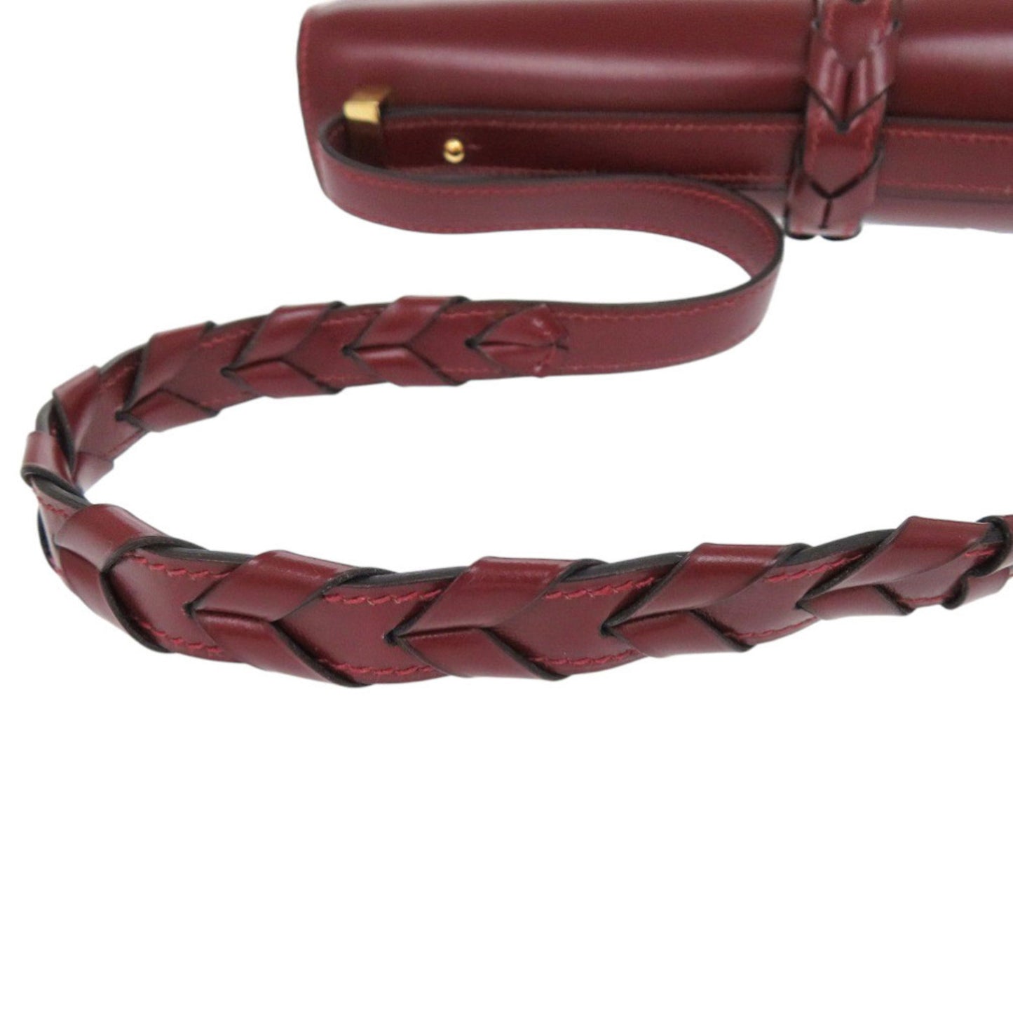 Herms Vintage Braided Strap Box Calf Rouge H Shoulder Bag With ?M Stamp