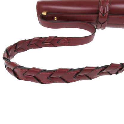 Herms Vintage Braided Strap Box Calf Rouge H Shoulder Bag With ?M Stamp