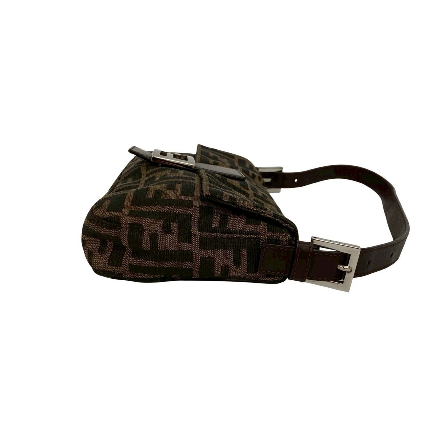 Fendi Mamma Bucket Zucca Ff Pattern Leather Canvas Semi-One Shoulder Bag Brown 20265