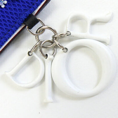 Christian Dior Dior Coin Case Blue White Leather Mini Pouch Purse Beads