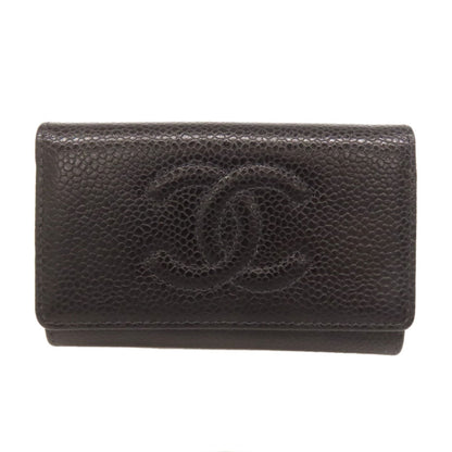 Chanel Coco Mark Gold Hardware Key Case In Grained Calfskin