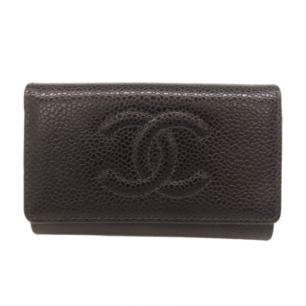 Chanel Coco Mark Gold Hardware Key Case In Grained Calfskin