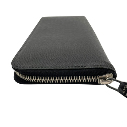 Louis Vuitton Taiga Zippy Wallet Vertical M32822 Long In Noir Black Leather With Silver Hardware