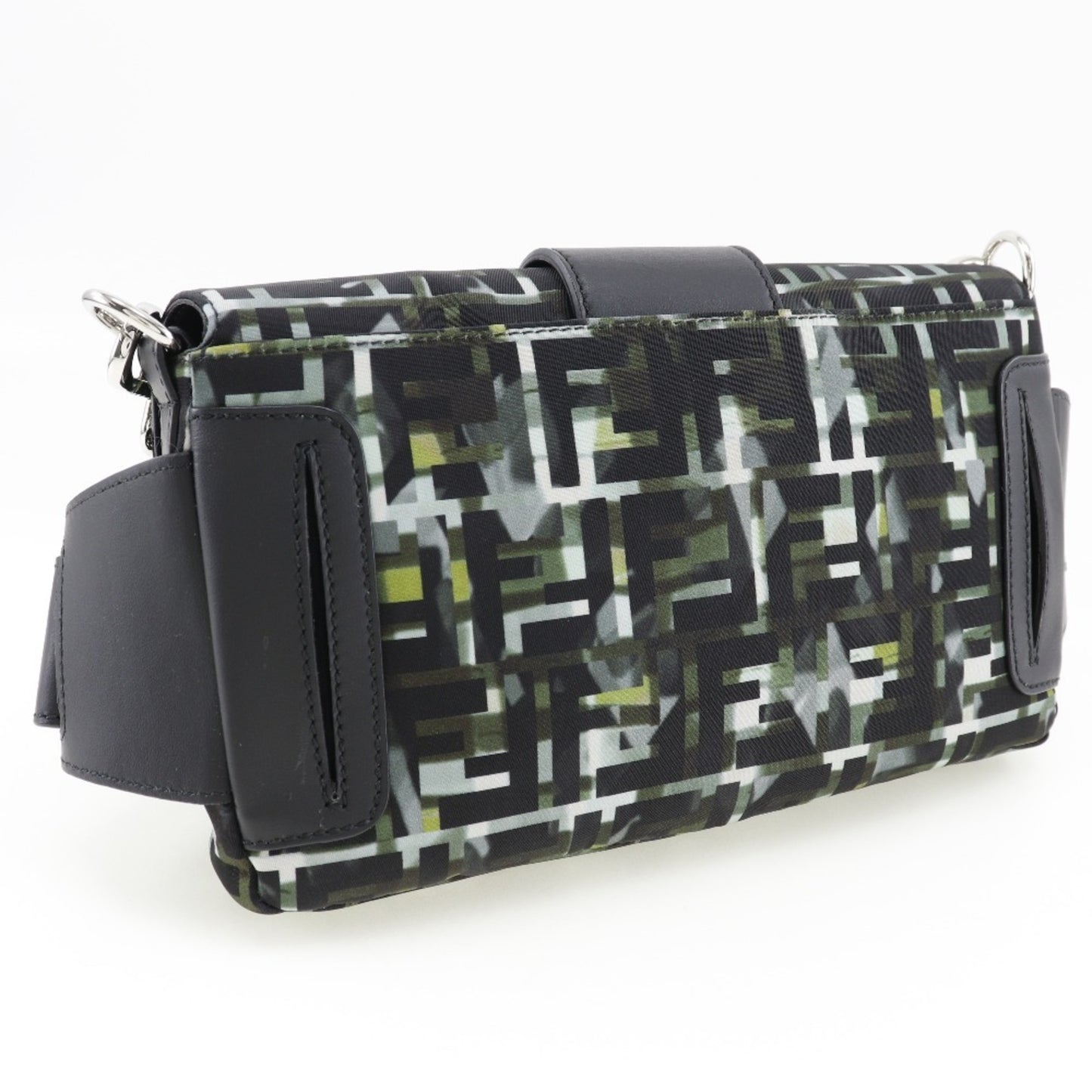 Fendi Mamma Bucket Shoulder Bag 3Way Body Clutch Zucca Camouflage Pattern 7V72 Nylon Black 3Way Type