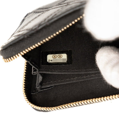 Chanel Matelasse Coco Mark Wallet/Coin Case Black Lambskin