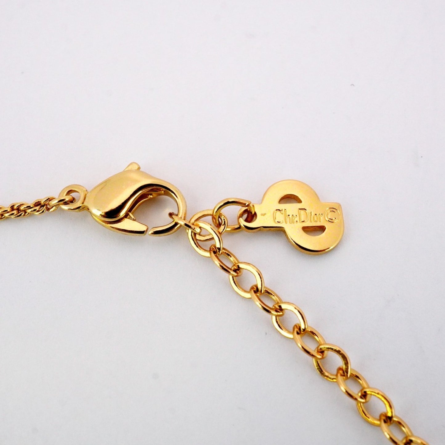 Christian Dior Necklace Gp Plated Gold White