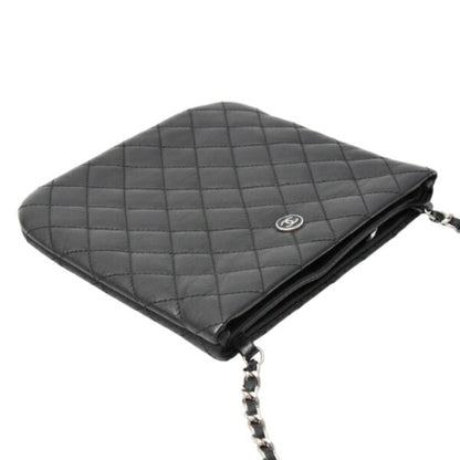 Chanel Chain Shoulder Bag Matelasse Uniform Coco Button Calf Leather Black
