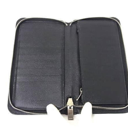 Saint Laurent Saint Laurent Wallet 328558 Black Leather Round Long