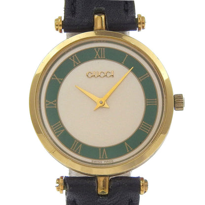 Gucci Sherry Line White Dial Gp/Leather Quartz 30Mm Boys 2 Hands Watch
