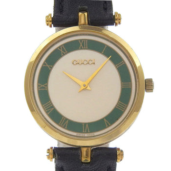 Gucci Sherry Line White Dial Gp/Leather Quartz 30Mm Boys 2 Hands Watch