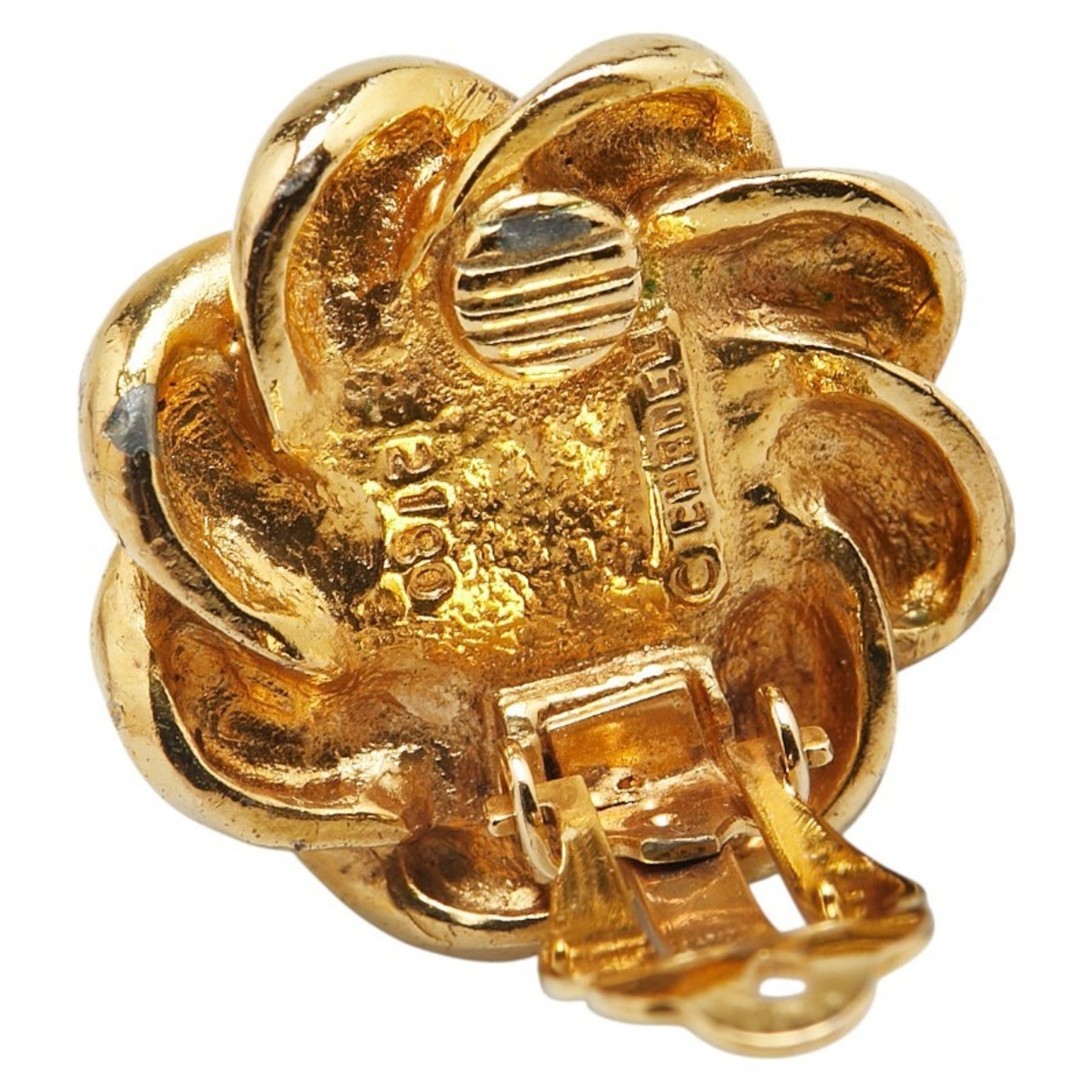 Chanel Vintage Flower Motif Faux Pearl Earrings