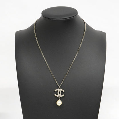 Chanel Coco Mark Metal Necklace With Faux Pearl And Rhinestones