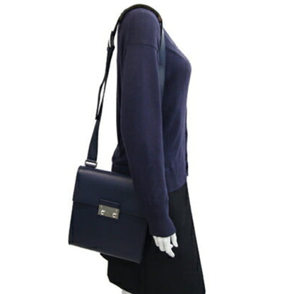 Salvatore Ferragamo 21 1537 Navy Leather Crossbody Shoulder Bag