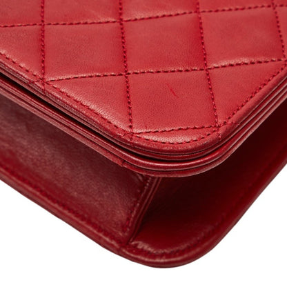 Chanel Coco Mark Matelasse Chain Shoulder Bag In Red Lambskin