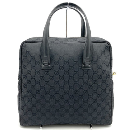 Gucci 90677 001013 Handbag Tote Bag Gg Canvas Pattern Leather Black