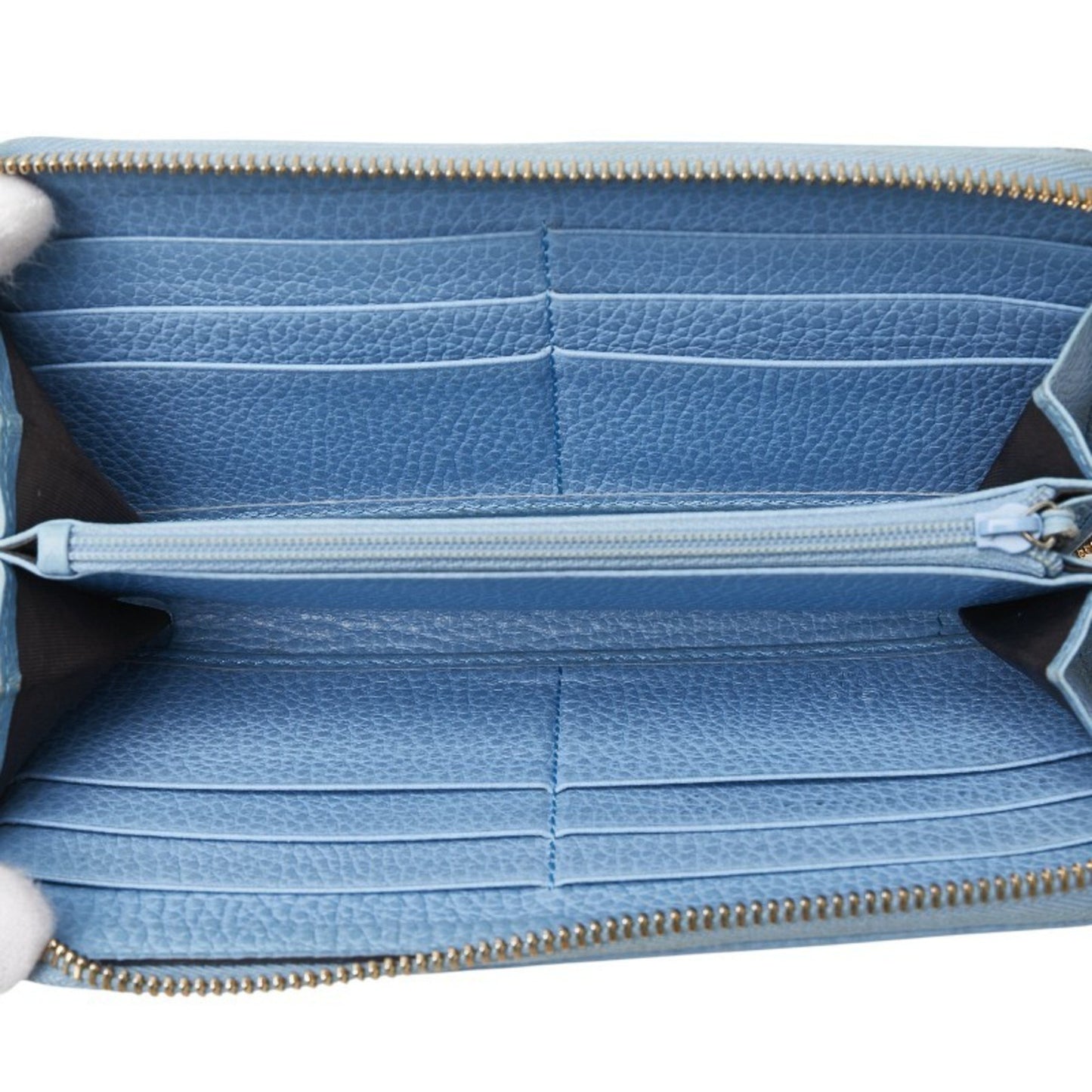 Gucci Gg Canvas Round Zip Long Wallet 363423 Beige Blue Leather