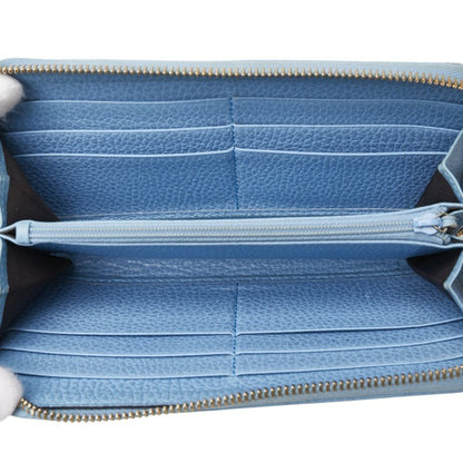 Gucci Gg Canvas Round Zip Long Wallet 363423 Beige Blue Leather
