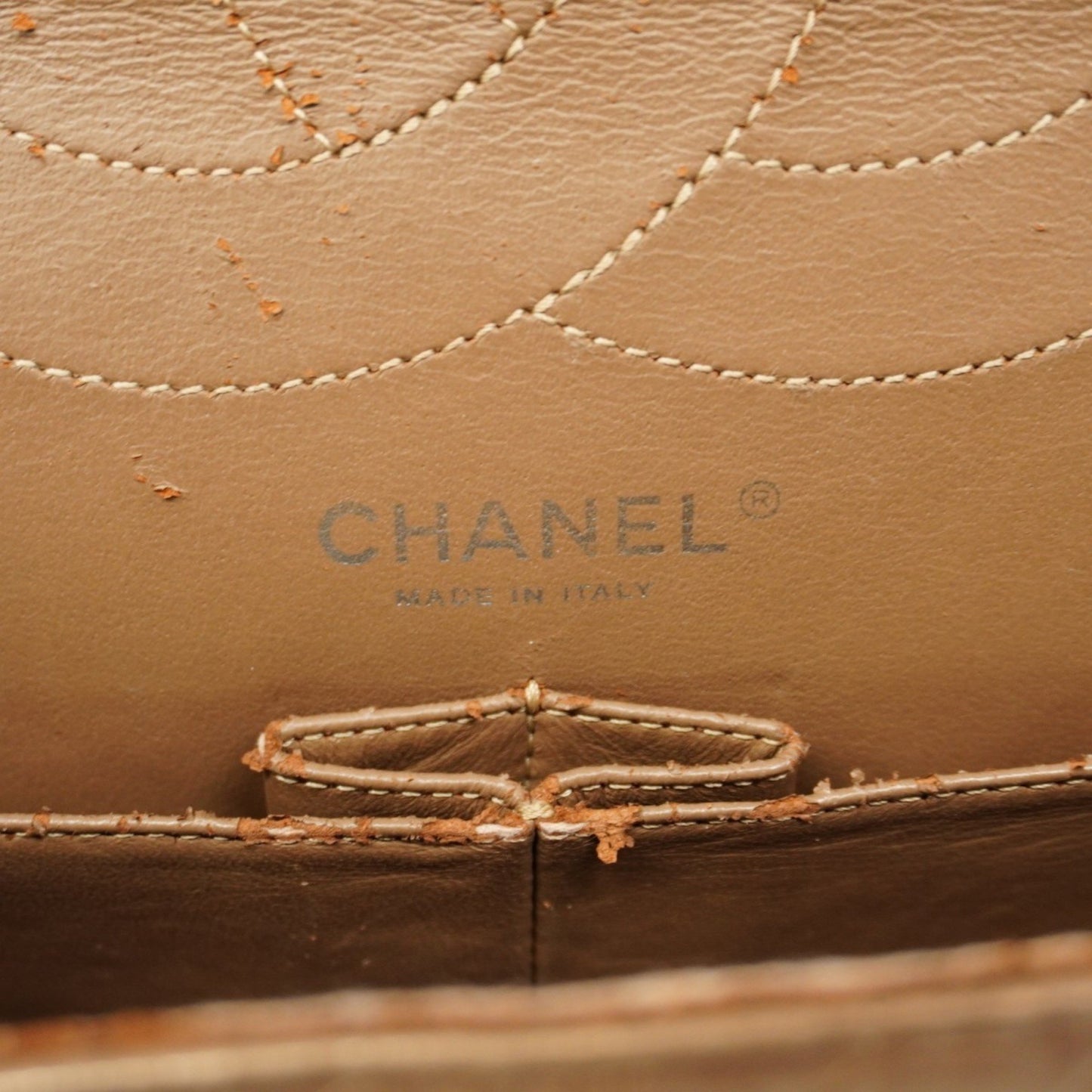 Chanel Shoulder Bag 2.55 Matelasse Double Flap Chain Lambskin Brown Gold